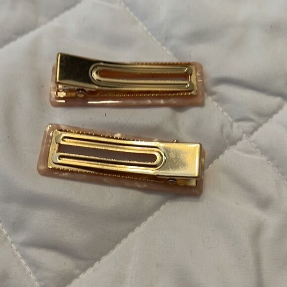 Pink Swirl Rectangular Hair Clips new - Picture 2 of 2